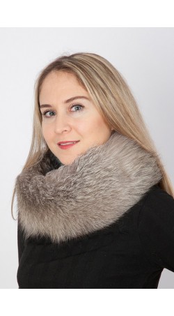 Grey fox fur neck warmer